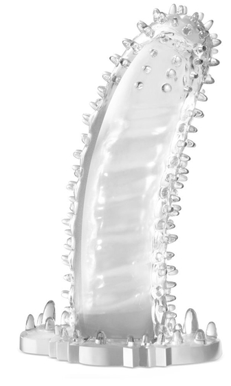 Прозрачная закрытая насадка с шипами Performance Tickler Sleeve - 14 см. - фото, цены