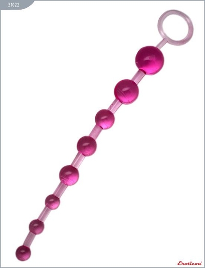 Розовая анальная цепочка с ручкой - 29,5 см. - фото, цены