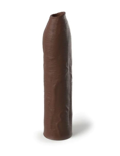 Коричневая насадка-удлинитель Uncut Silicone Penis Enhancer - 17,8 см. - фото, цены