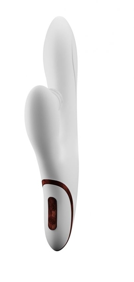 Белый вибратор Boom Fir с клиторальной щёточкой - 23 см. - фото, цены