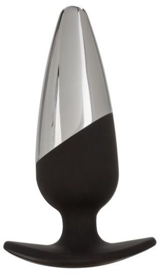 Серебристо-черная анальная пробка Executive Pro Plug - 12,75 см. - фото, цены