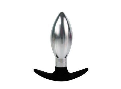 Каплевидная анальная втулка серебристо-черного цвета - 10,6 см. - фото, цены
