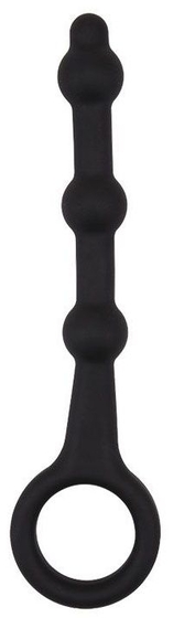Черная силиконовая анальная цепочка-елочка с колечком - 13,5 см. - фото, цены