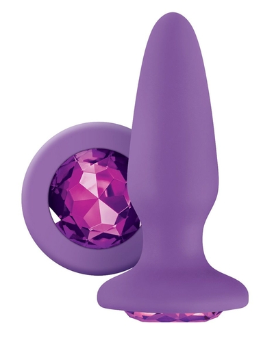Фиолетовая анальная пробка с фиолетовым кристаллом Glams Purple Gem - 10,4 см. - фото, цены