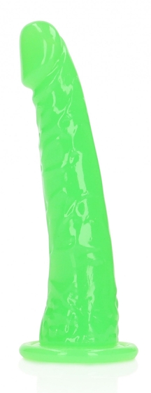 Зеленый люминесцентный фаллоимитатор на присоске - 17,5 см. - фото, цены