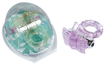 Фиолетовое эрекционное кольцо с вибробабочкой - фото, цены