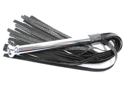 Черная плетка с металлической ручкой - 43 см. - фото, цены
