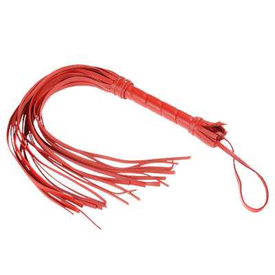 Гладкая красная плеть из кожи с жесткой рукоятью - 65 см. - фото, цены
