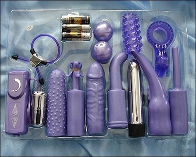 Фиолетовый набор для анально-вагинальной стимуляции - фото, цены