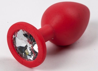Красная силиконовая пробка с прозрачным кристаллом - 9,5 см. - фото, цены