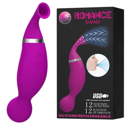 Двусторонний стимулятор Romance Swan - с вибрацией и функцией всасывания - фото, цены