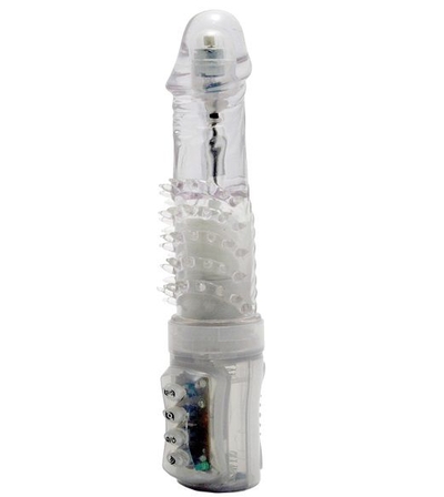 Прозрачный вибратор-ротатор с шипами в основании Modula - 16,5 см. - фото, цены
