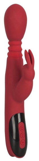 Красный вибромассажер с клиторальным отростком Rabbit Vibrator - 26,5 см. - фото, цены