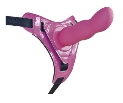 Розовый страпон на трусиках Curved Dong - 13,5 см. - фото, цены