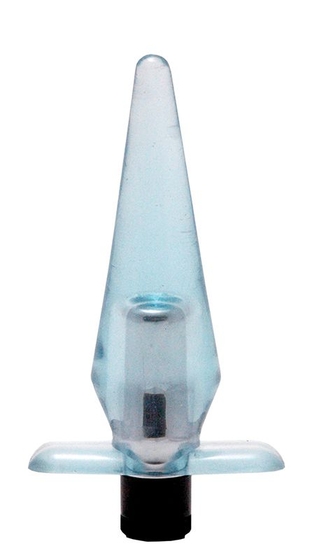 Голубая анальная пробка-конус SlimLine - 9 см. - фото, цены