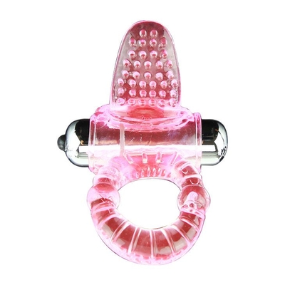 Эрекционное кольцо с вибростимулятором клитора в форме язычка - фото, цены