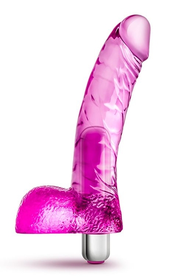 Розовый вибратор-реалистик Vibrating Ding Dong - 16,5 см. - фото, цены
