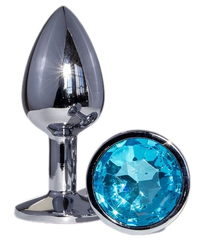  Металлическая анальная втулка с голубым кристаллом - 7,2 см. Fff - фото, цены