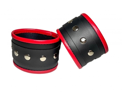 Черно-красные наручники из эко-кожи - фото, цены