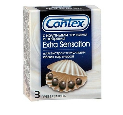 Презервативы с крупными точками и рёбрами Contex Extra Sensation - 3 шт. - фото, цены