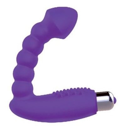 Фиолетовый массажер простаты с вибрацией - 10 см. - фото, цены