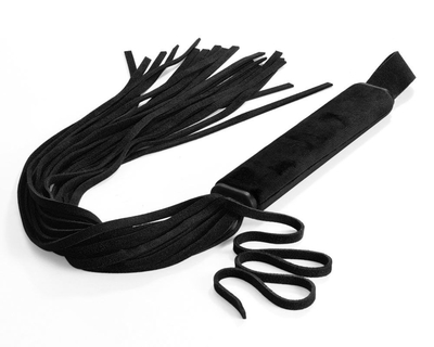 Черная плеть Фрея с велюровой рукоятью - 55 см. - фото, цены