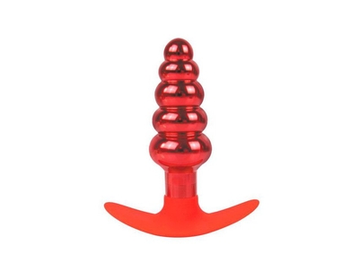 Красная анальная втулка в виде ёлочки - 10,9 см. - фото, цены