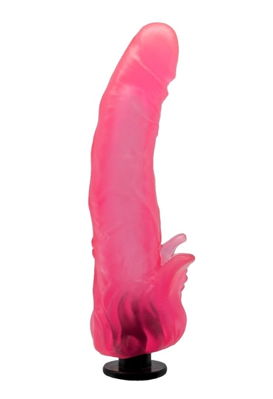 Розовая насадка для страпона с клиторальными лепестками - 20 см. - фото, цены