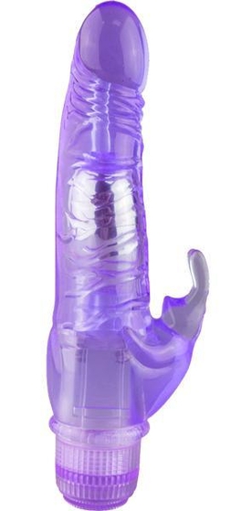 Фиолетовый вибратор Crystal Dildo Climbing Rabbit Vibe - 22 см. - фото, цены