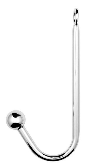 Классический стальной анальный крюк с шариком - 25 см. - фото, цены