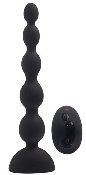 Черный анальный вибростимулятор Anal Beads L с пультом ду - 21,5 см. - фото, цены