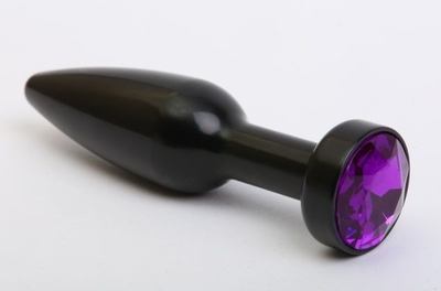 Чёрная удлинённая пробка с фиолетовым кристаллом - 11,2 см. - фото, цены