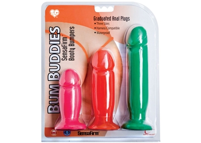 Набор из 3 разноцветных анальных пробок Tlc Bum Buddies - фото, цены