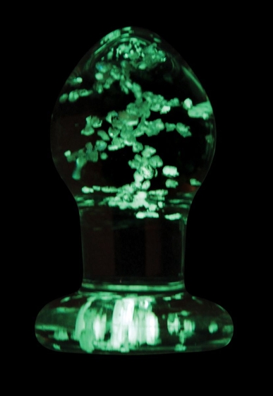 Прозрачная, светящаяся в темноте анальная пробка Glass Plug Small - 6,3 см. - фото, цены