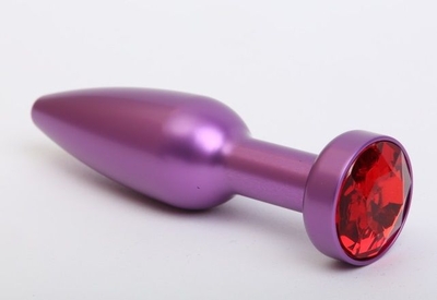 Фиолетовая анальная пробка с красным стразом - 11,2 см. - фото, цены