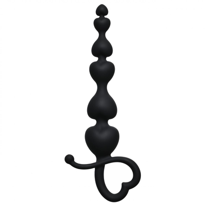 Чёрная анальная цепочка Begginers Beads - 18 см. - фото, цены