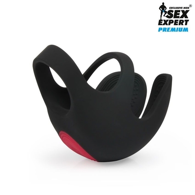 Черная вибронасадка на пенис и мошонку Sex Expert - фото, цены