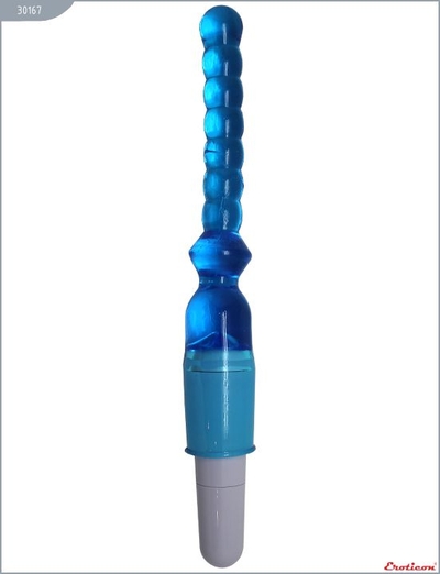 Голубой гелевый анальный вибратор - 25 см. - фото, цены