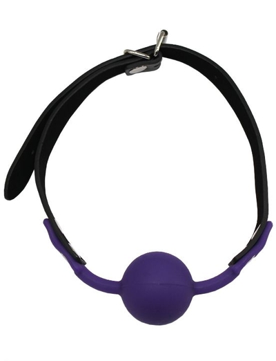Фиолетовый силиконовый кляп-шарик на ремешках - фото, цены