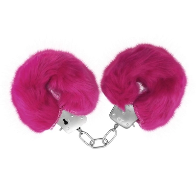 Розовые меховые наручники Love с ключиками - фото, цены