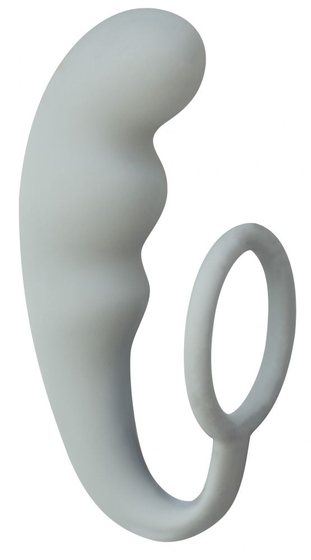 Серое эрекционное кольцо с анальным стимулятором Mountain Range Anal Plug - фото, цены