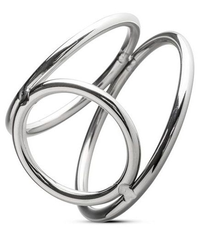 Серебристое эрекционное кольцо Sinner Metal Cock and Ballring Size M - фото, цены
