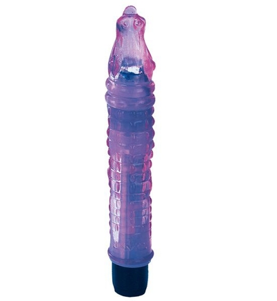 Фиолетовый гелевый вибратор в форме крокодильчика - 19 см. - фото, цены