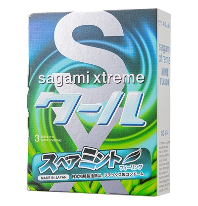Презервативы Sagami Xtreme Mint с ароматом мяты - 3 шт. - фото, цены