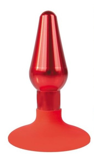 Красная конусовидная анальная пробка - 9 см. - фото, цены
