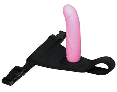 Розовый страпон на трусиках с регулируемыми бретелями Smile - 16 см. - фото, цены