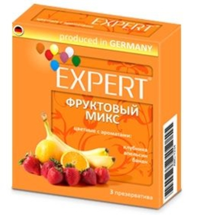 Цветные презервативы Expert Фруктовый микс - 3 шт. - фото, цены
