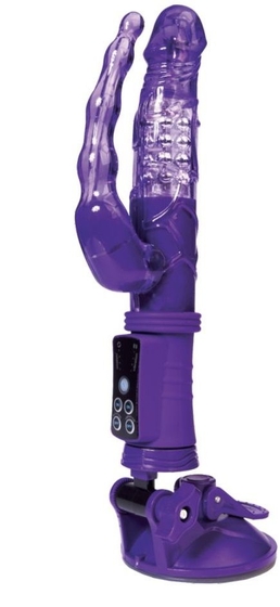 Фиолетовый анально-вагинальный вибратор на присоске A-toys - фото, цены