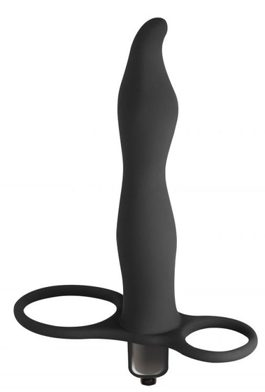 Черная вибронасадка для двойного проникновения Flirtini - 15,9 см. - фото, цены