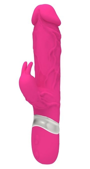 Розовый реалистичный вибратор-кролик - 23 см. - фото, цены